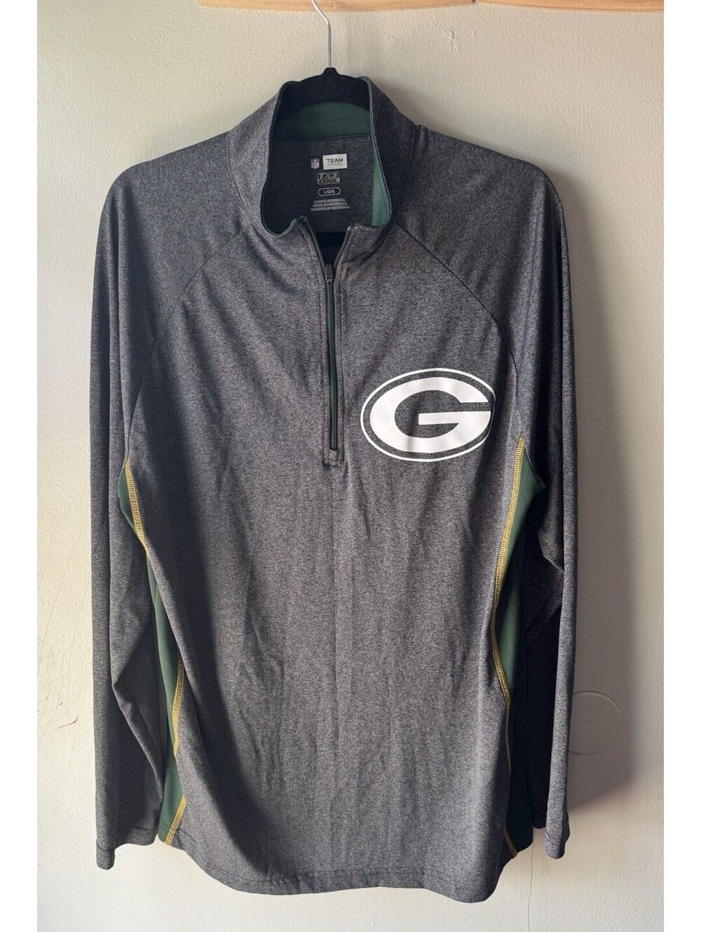 Nike Green Bay Packers 1/4 Zip Pullover-Mens Large-Dri-Fit TX3 Cool Gray
